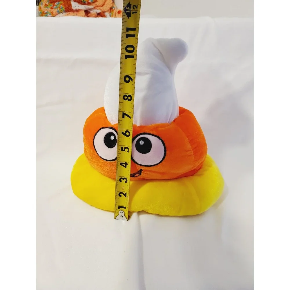 Six Flags Candy Corn Plush Hat Halloween Costume Accessory Orange Yellow White